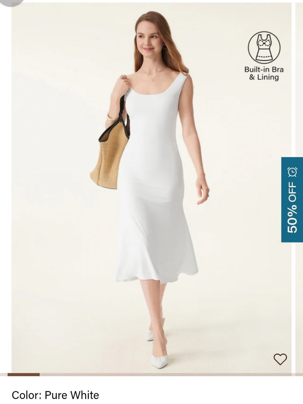 Eco-SkinKiss Scoop Neck Midi Low Back Bra Dress